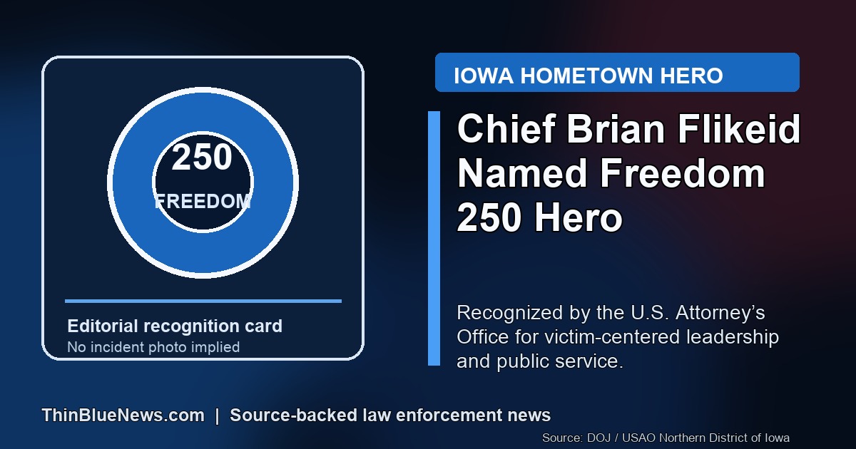 Iowa Police Chief Brian Flikeid Named Freedom 250 Hometown Hero