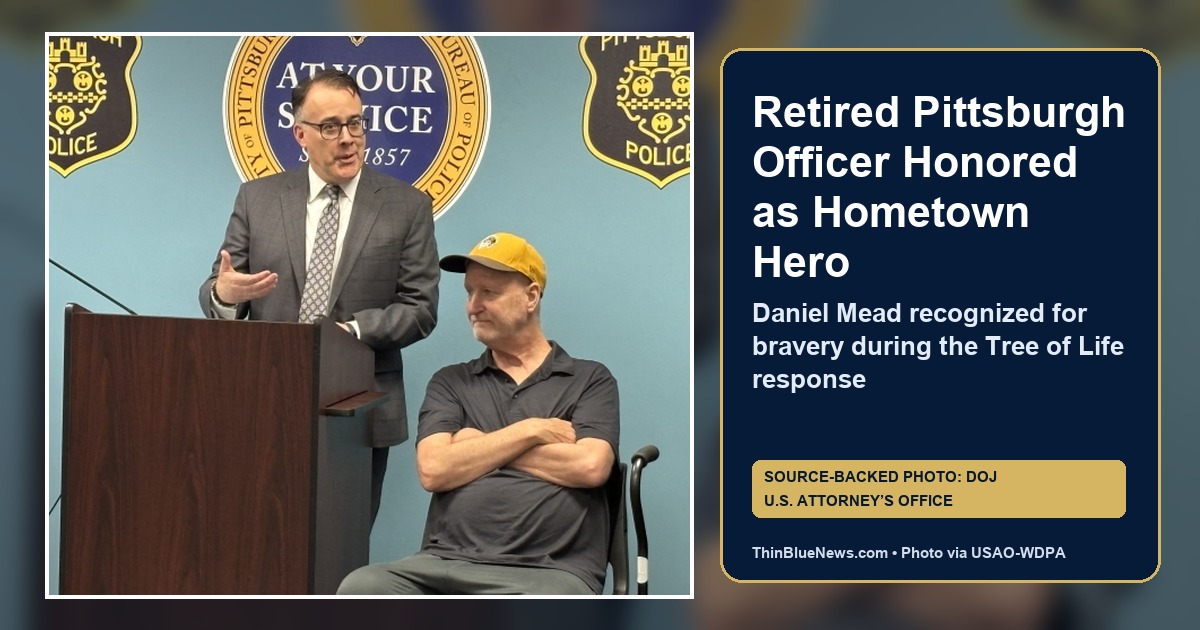 Retired Pittsburgh Police Officer Daniel Mead at a Hometown Hero Award ceremony. Photo via U.S. Attorney’s Office, Western District of Pennsylvania.
