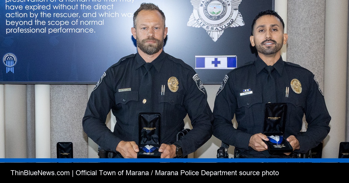 Marana Police Honor Lifesaving Award Recipients, Citizen Rescuer and 2026 Officer of the Year